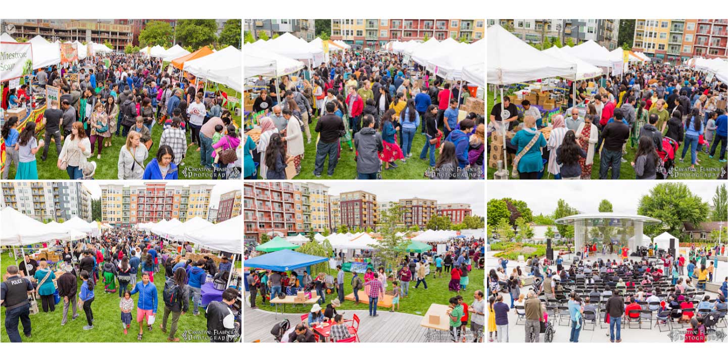 VegFest collage: large crowds among festival tents