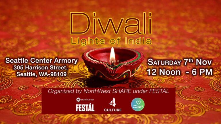 Diwali: Lights of India 2026 poster: Saturday, November 7, 12 noon to 6 pm, Armory, Seattle Center